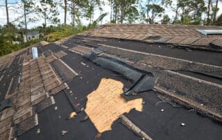 Damaged house roof